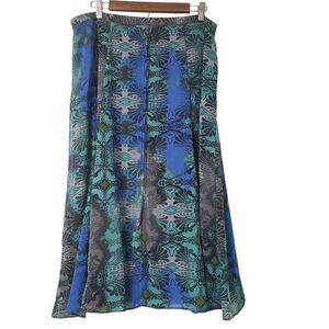 EAST 5TH Women's Plus Sz 18 A-line Midi Skirt Paisley Geen/Black Flowy Chiffon